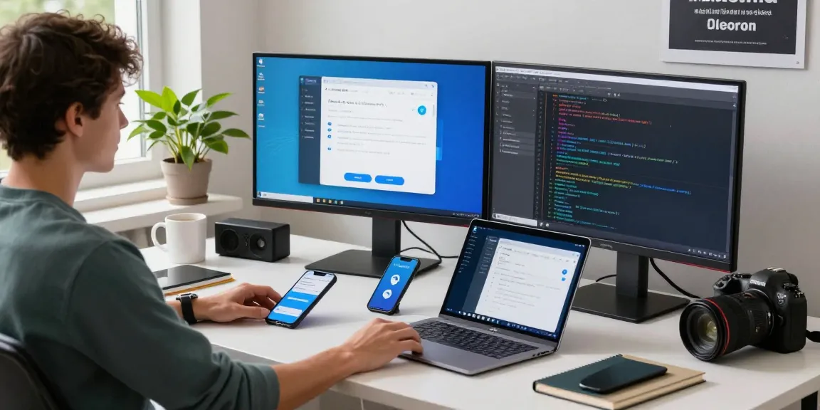 Explore Telegram下载 features in a modern tech workspace with vibrant tools and gadgets.