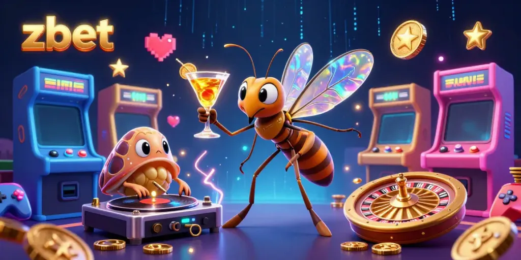 Experience the vibrant gaming world of zbet with animated characters and dynamic casino elements.