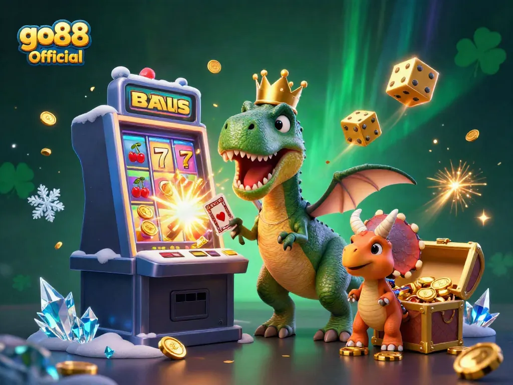 Experience thrilling gameplay with go88 Official featuring friendly dinosaurs and vibrant casino elements.