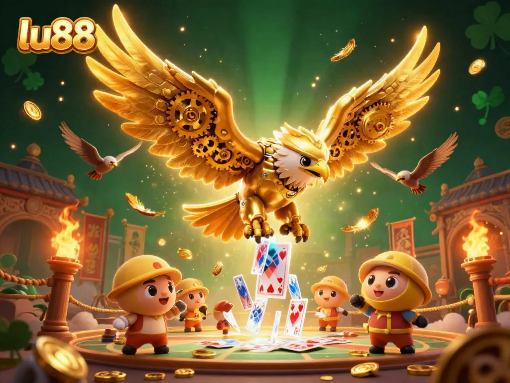 Experience thrilling action at lu88 in this vibrant casino-themed illustration with unique characters and elements.