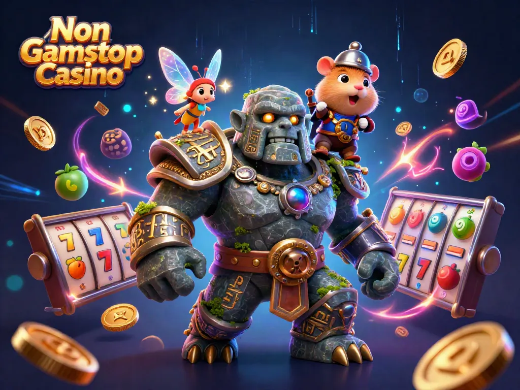 Engage in exciting gameplay at a Non Gamstop Casino with vibrant symbols and enchanting characters.